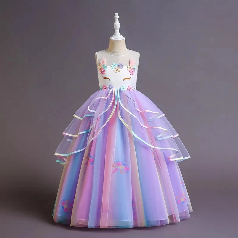 Robe de princesse longue pour filles, robe de soirée formelle pour enfants, vêtements de fête pour enfants, première communion, mariage, anniversaire, éducatif, nouveau