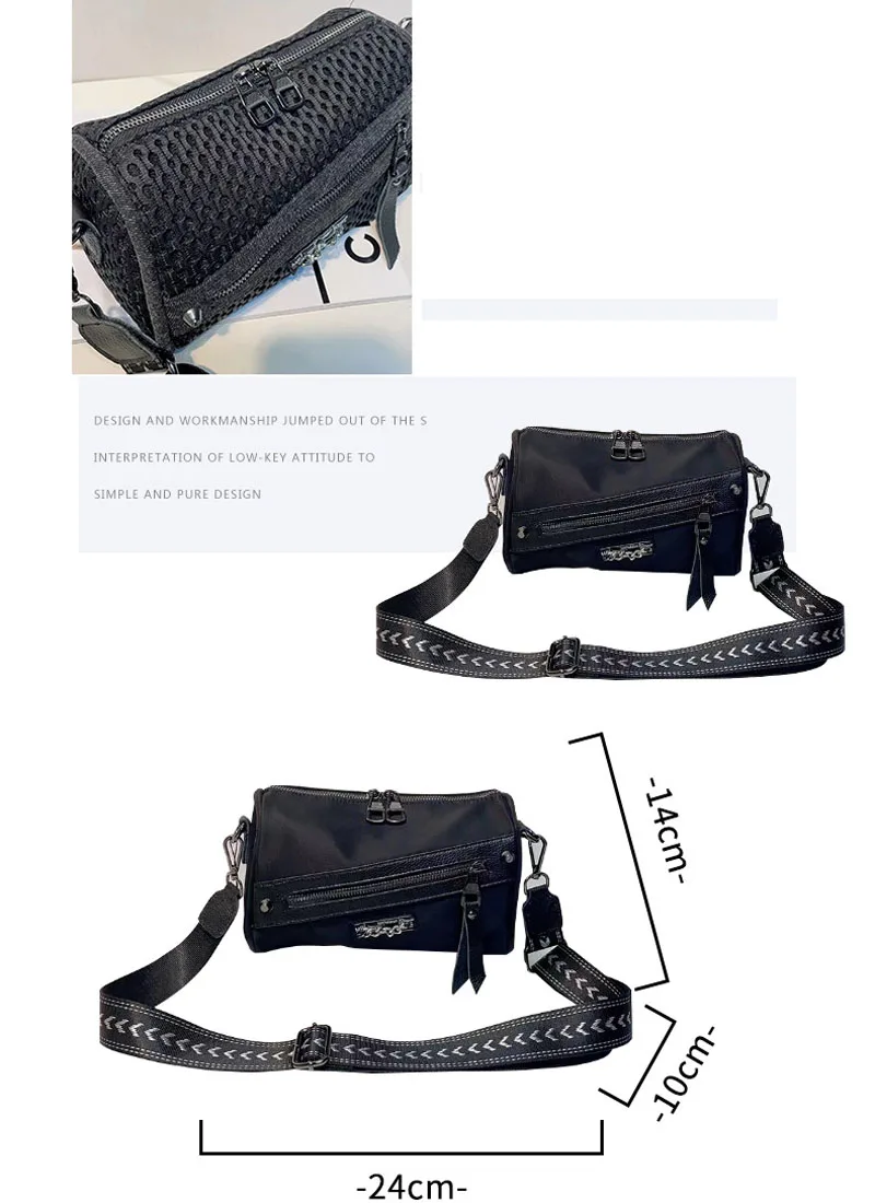 Women\'s Nylon Mesh cloth crossbody Messenger bag Wide shoulder Strap Small Casual Bag high quality for Women ladies female New