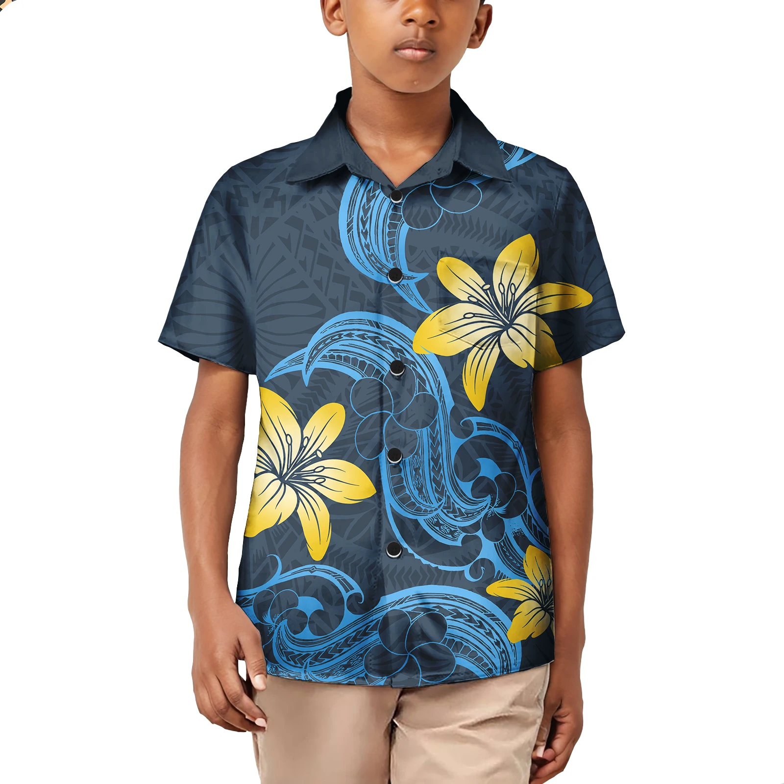 New Fashion Pacific Island Tribal Custom Kids Tops Boys Hawaii Casual Shirts Summer Outfits Tapa Polynesian Shirt For Boys