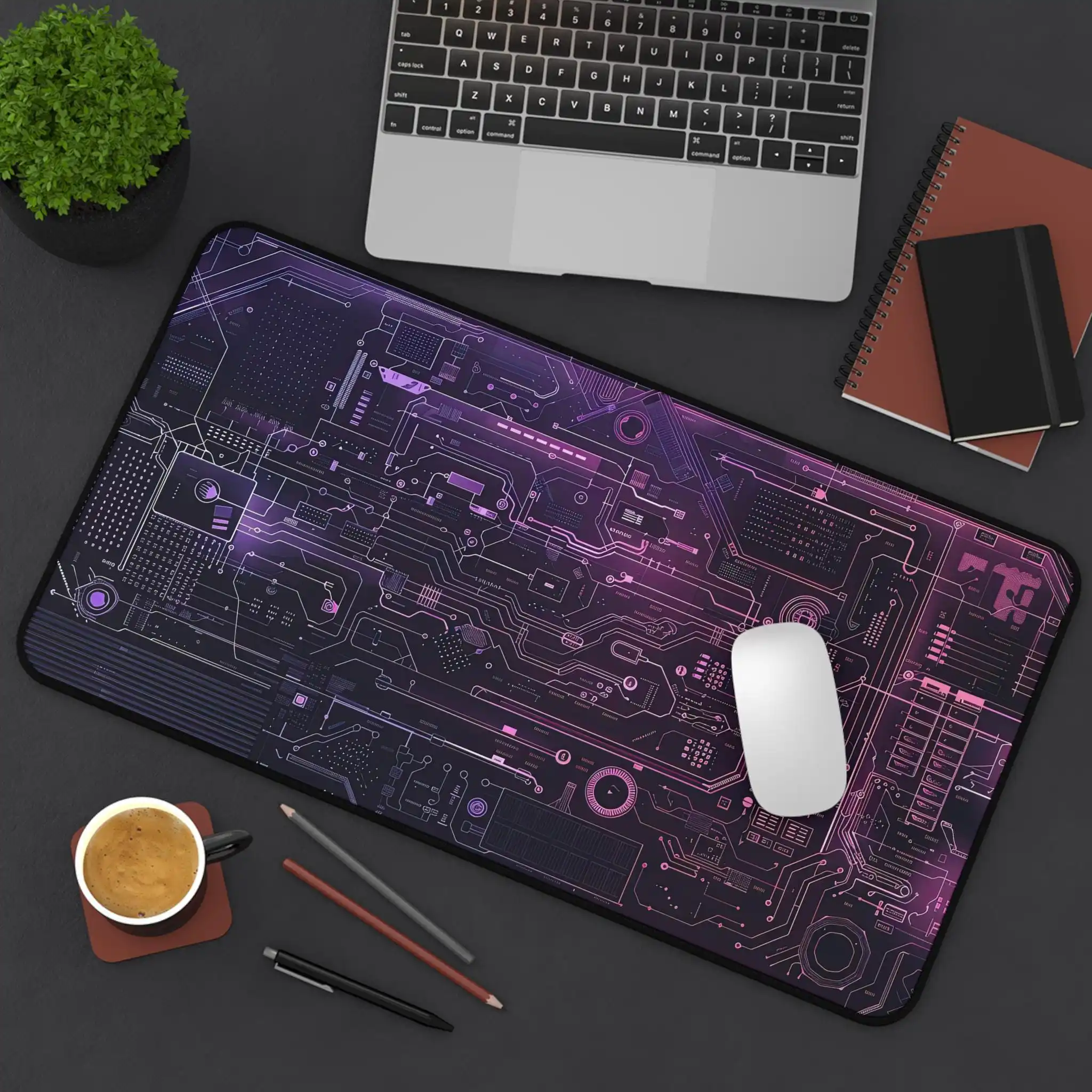 Tech Circuit Board Desk Mat, Featuring A Delicate Circuit Board Pattern, An Ideal Choice for Programmers and Tech Enthusiasts