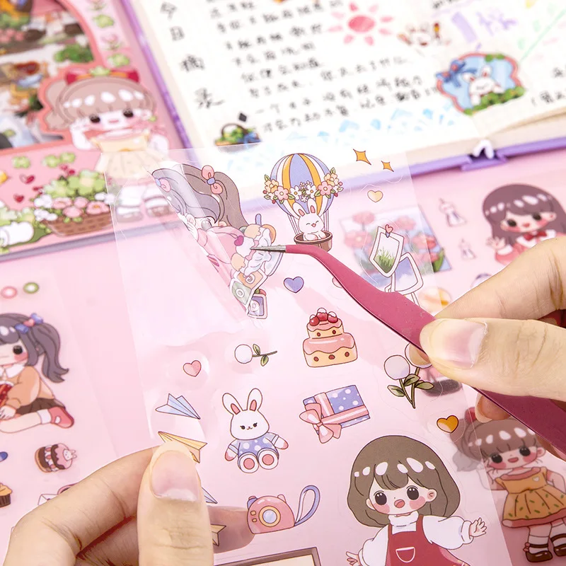 4pcs/pack Cartoon Girl Decorative stickers cute diy material sticke Scrapbooking DIY Diary Album creative Planner sticker