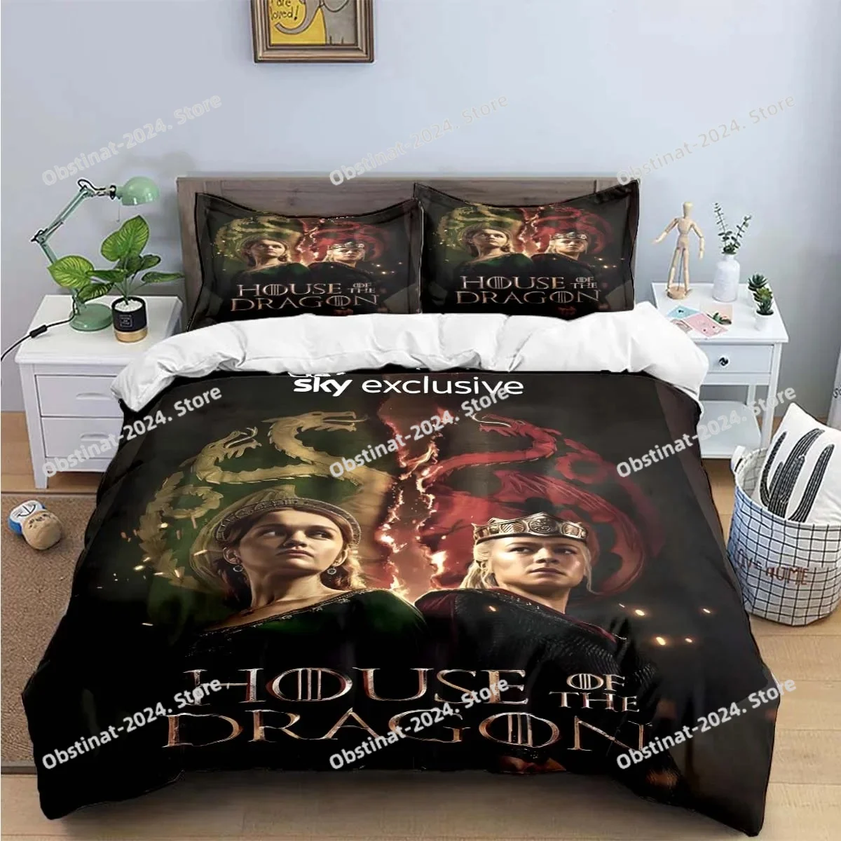 

Fashion Famous Film Role House of The Dragon Print Bedding Sets Bed Supplies Set Duvet Cover Bed Comforter Set Bedding Set Gift