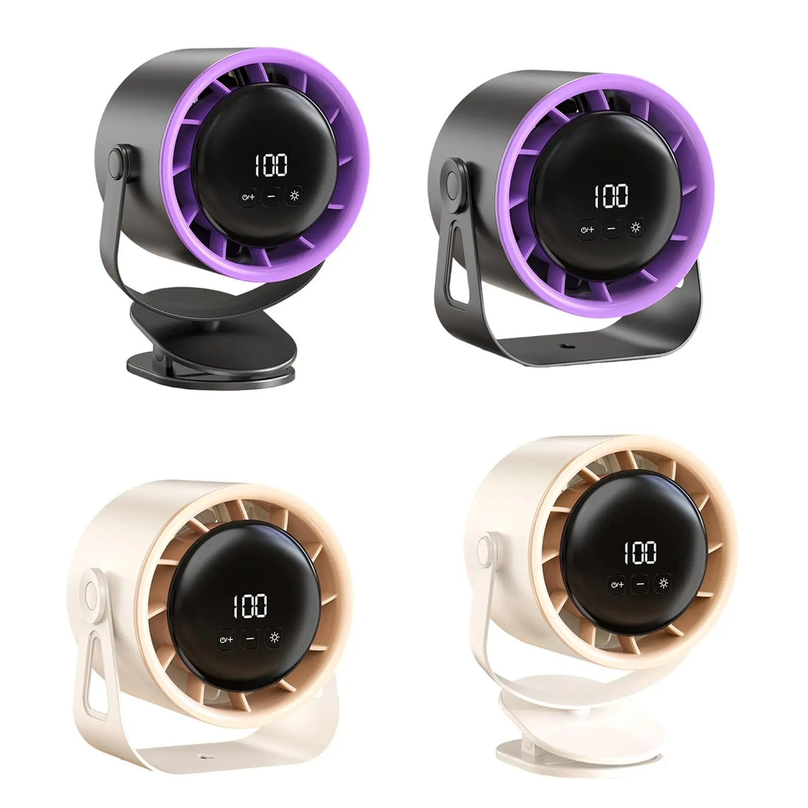 

100-Speed USB Clip Fan Rechargeable, 360° Adjustable Quiet Cooling for Stroller Car Desk Gym - Baby-Safe Portable