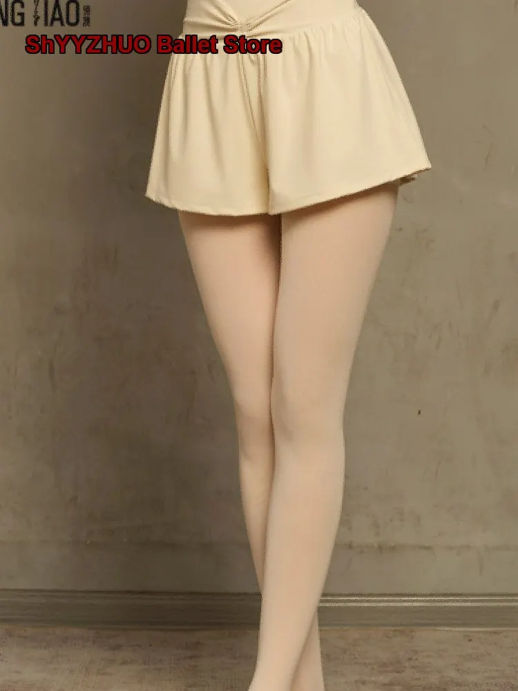 Women's Dance Shorts White Three-Quarter Pants Summer Latin Practice Pants Skirt Trousers Adult