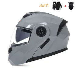 Kaski motocyklowe zakrywające twarz podwójny wizjer modułowy kask z unoszoną szybą zatwierdzony kropkami podwójny obiektyw wyścigów Casco Para Moto