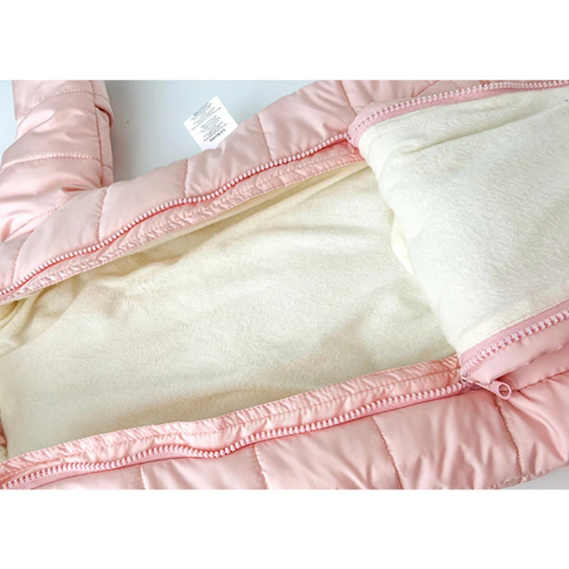 -30 ℃   شتاء جديد طفل الفتيان الفتيات السروال القصير بلون البربرية الصوف بطانة سميكة الدافئة مقنعين ارتداءها للأطفال قطعة واحدة وزرة