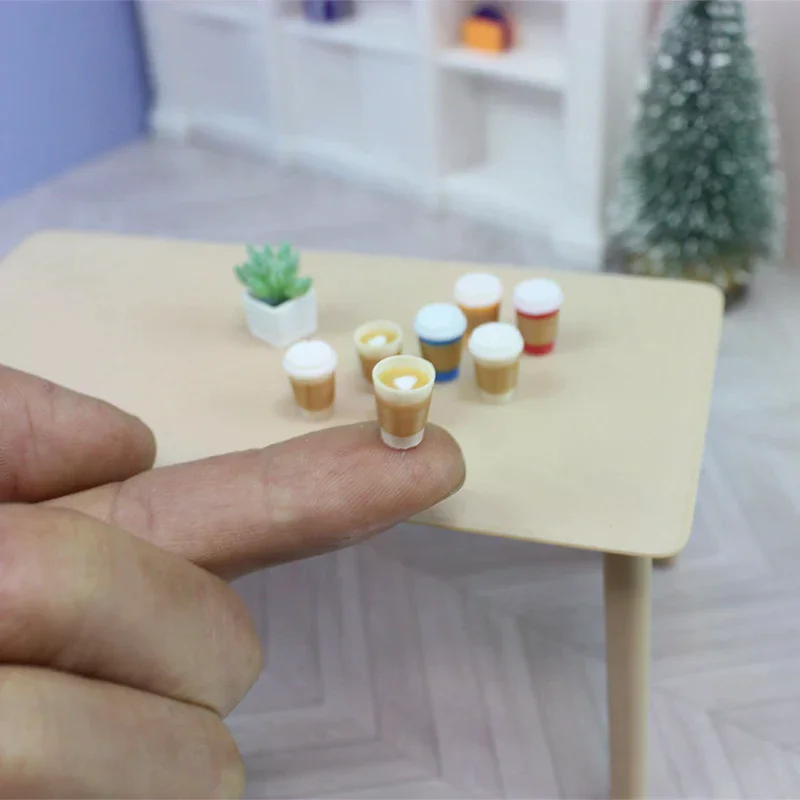 4 قطعة 1/12 دمية مصغرة عقد لاتيه فنجان القهوة المشروبات الصغيرة نموذج ل بيت الدمية اكسسوارات الديكور التظاهر اللعب اللعب هدية #2