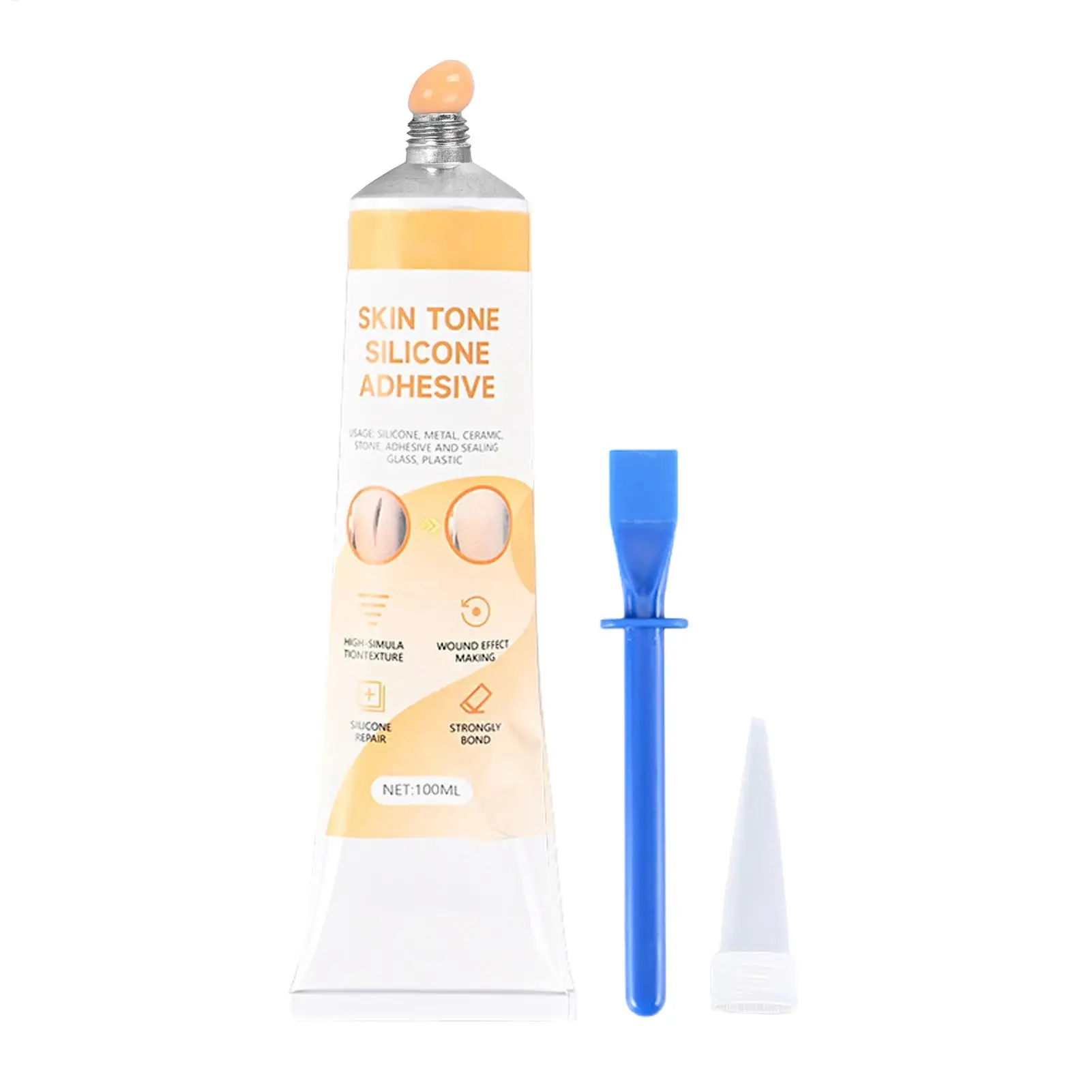 Silicone Adhesive 100ml Skin-Tone Crack Sealing Skin-Color Silicone Adhesive Glue for Doll Makeup Model Making Crack Sealing