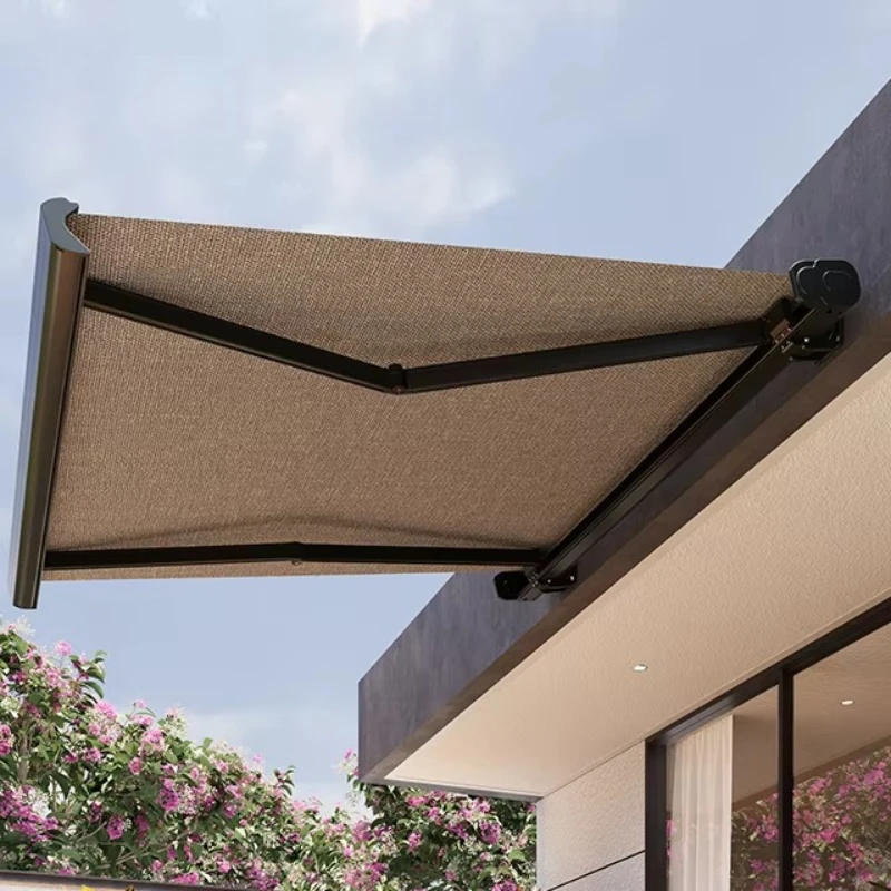 Modern Heavy Outdoor Retractable Electric Awning Full Cassette Design Aluminum Alloy Frame Motorized Waterproof
