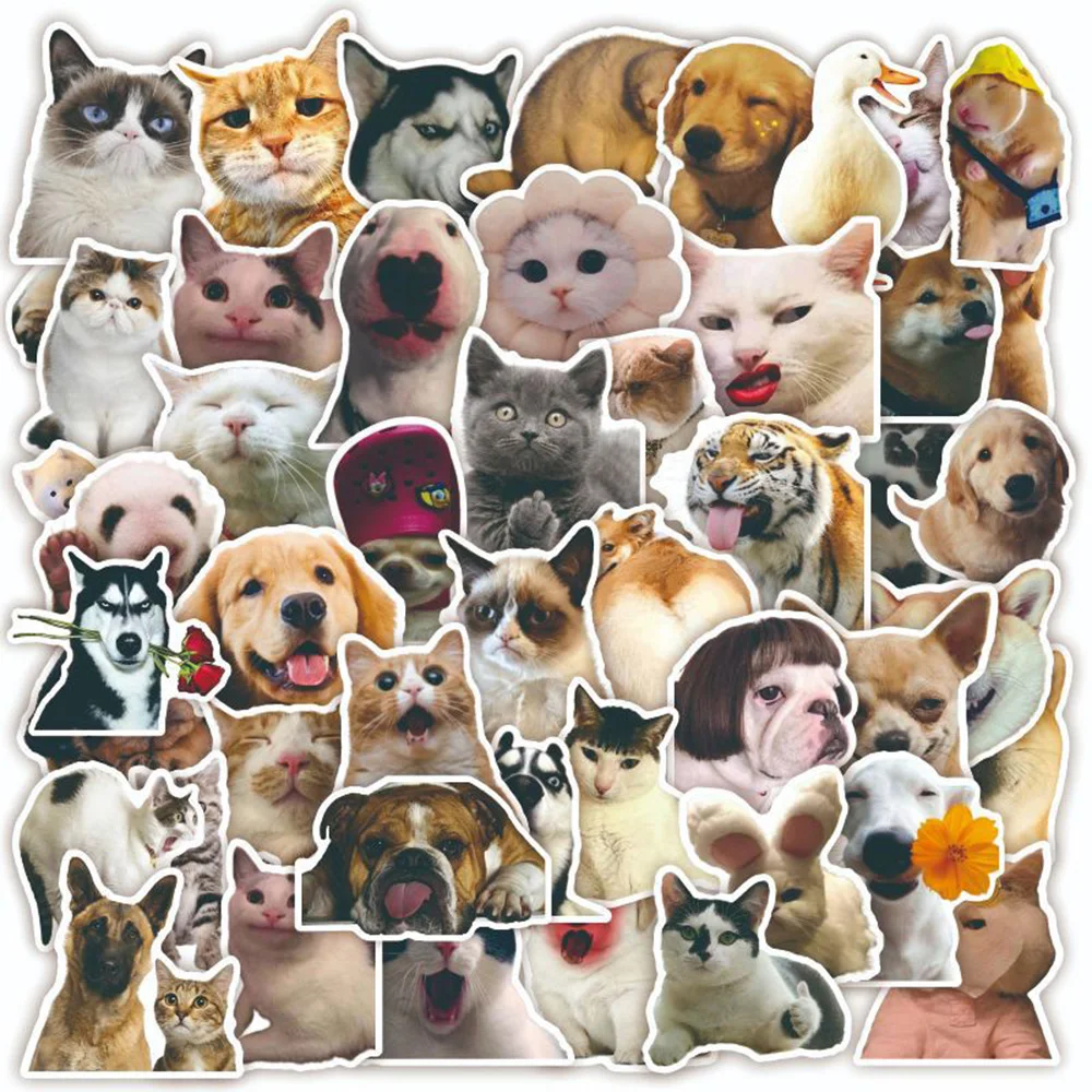 

10/30/50pcs Cute Dog Cat MEME Funny Animals Stickers Kawaii Cartoon Decals for Scrapbook Notebook Luggage Diary PVC Sticker Toys