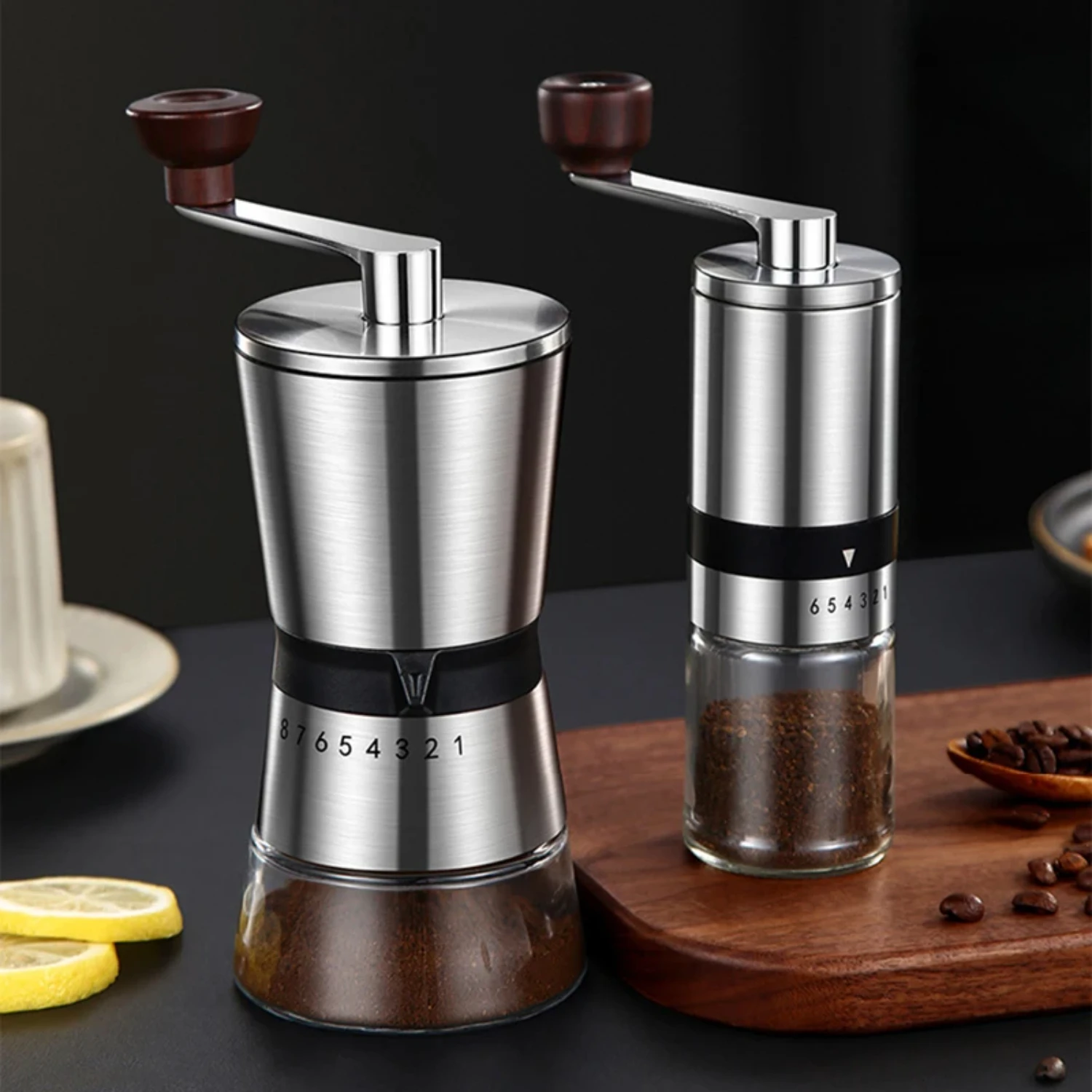 Home Portable Manual Coffee Grinder hand Coffee Mill with Ceramic Burrs 6/8 Adjustable Settings portable Hand Crank Tools