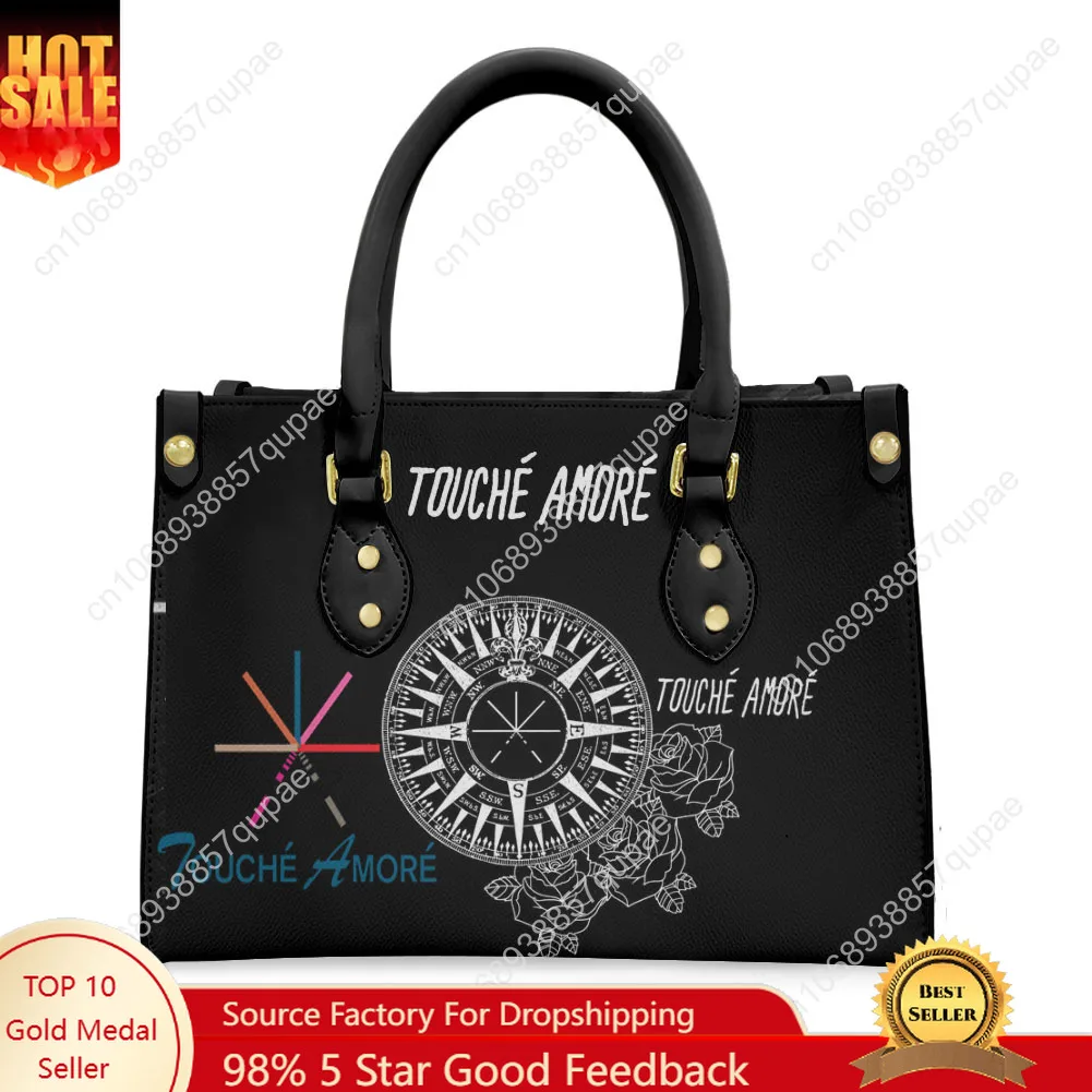 Touché Amoré Rock Band Tote Bag Purse Womens Mens Personalized Text Image PU Leather Handbag Business Shopping Gift Bags