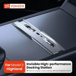 YZ For Tesla Model 3 Highland 54W Quick Charger USB Shunt Hub Intelligent Docking Station Car Adapter Powered Splitter Extension