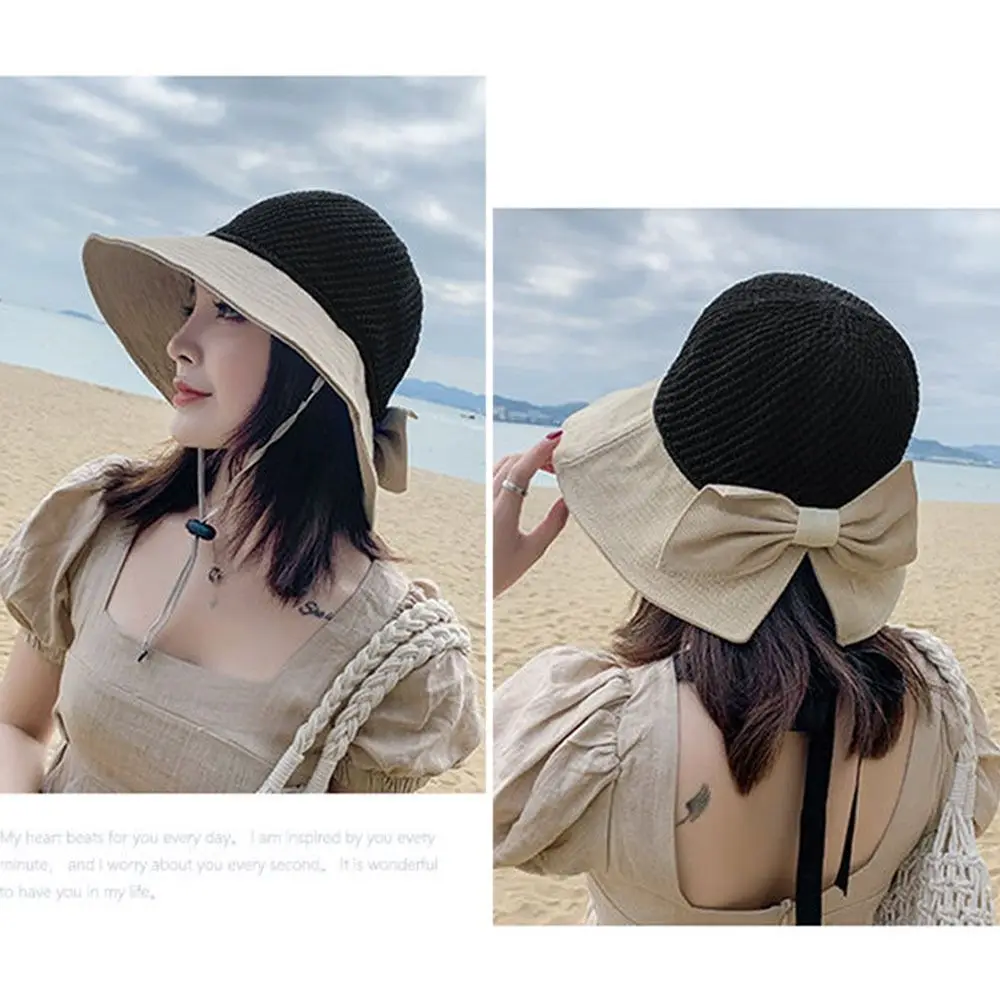 Summer Wide Brim Foldable Panama Hat Sunshade Hat Beach Cap Bucket Hat Sun Cap