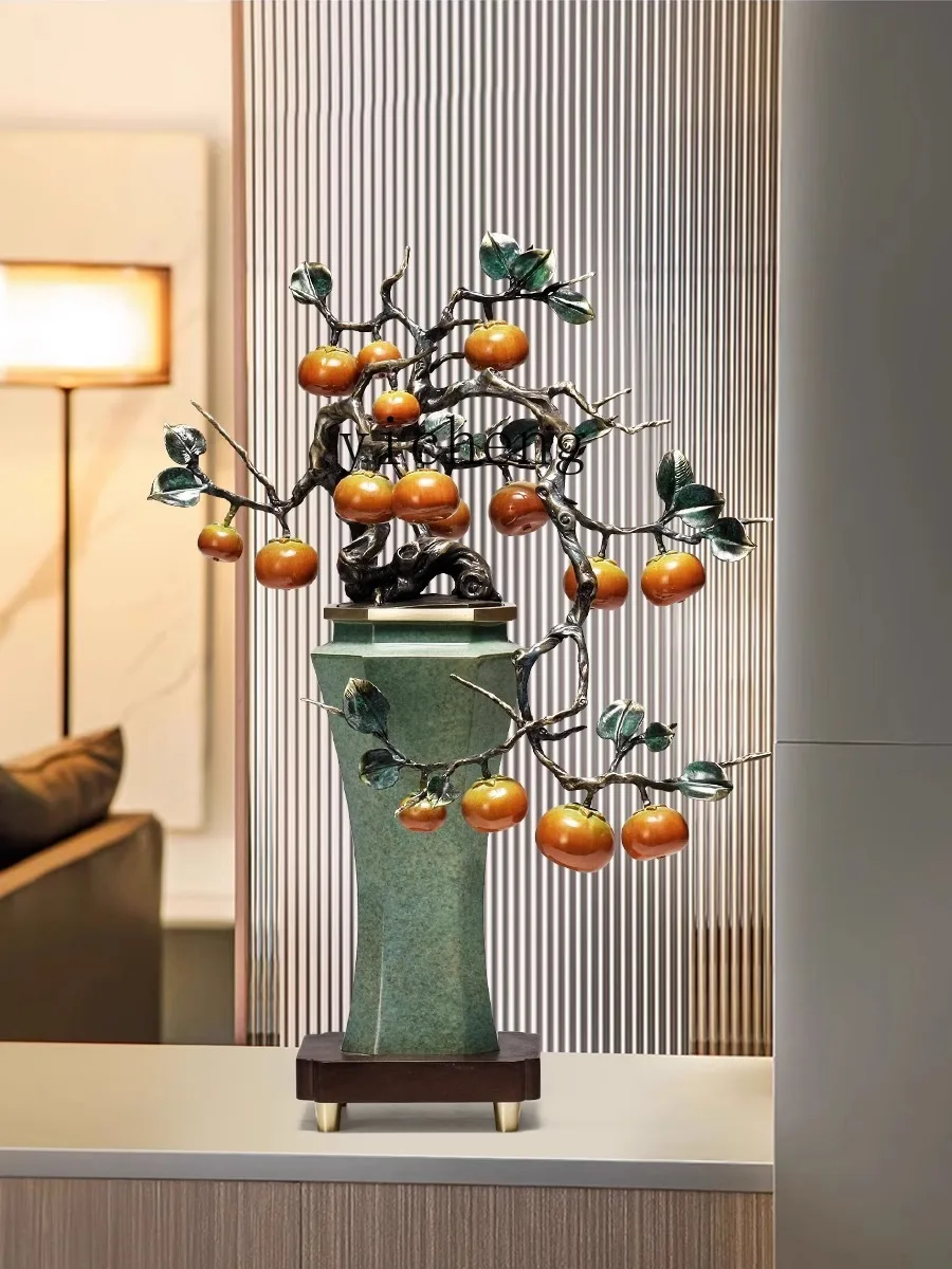 

QZT Persimmon Ruyi полностью медное украшение для открытия магазина подарок для дома, гостиной, входа, чайной комнаты, орнамент