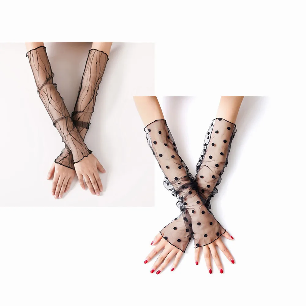 1 Pair Summer Anti-UV Arn Sleeves Women Girls Fishnet Dual Function Silk Gloves Or Leg Lace Mesh Socks Sun protect Arm Cover