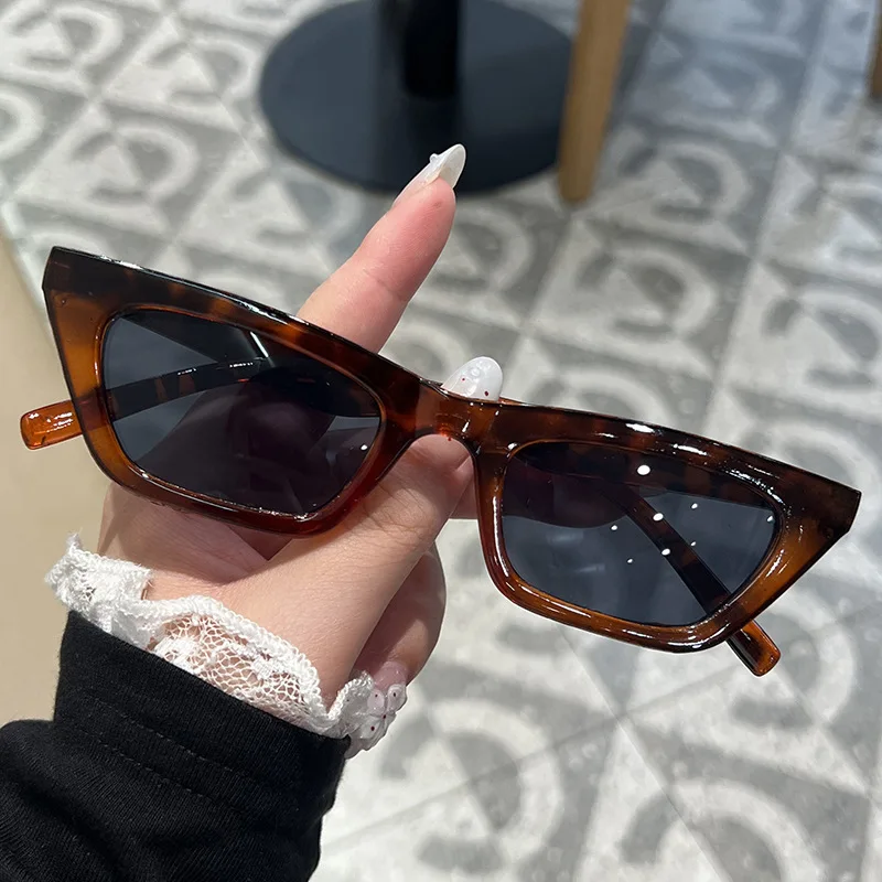Schildpatt-Optik Eckige Cat-Eye-Sonnenbrille für Damen UV400-Schutz Vintage Y2K Street Trend Mode Persönlichkeit Hip-Hop-Brille