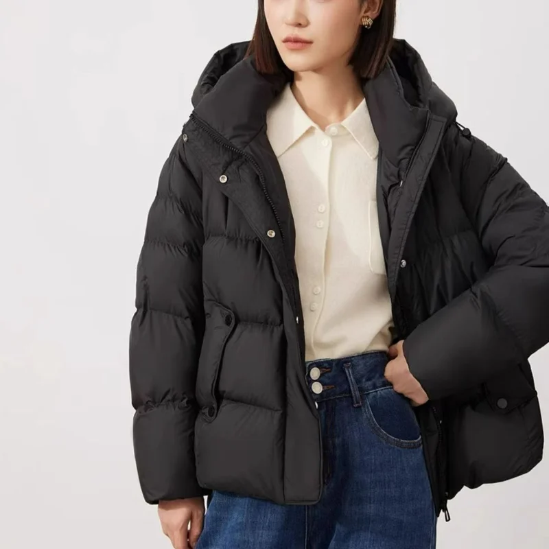 Women\'s Down Jacket Winter New Outerwears Thick Loose Warm Hooded Bread Clothes Solid Fashion Snow Wear Short Puffer Coats