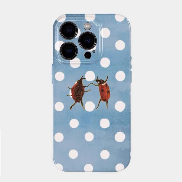 Blue Polka Dot Worm Phone Case for IPHONE 17 Air 16E 15 PROMAX 14 Plus 13 12 MINI 11 PRO 16Plus XR XS MAX SE Acrylic Phone Cover