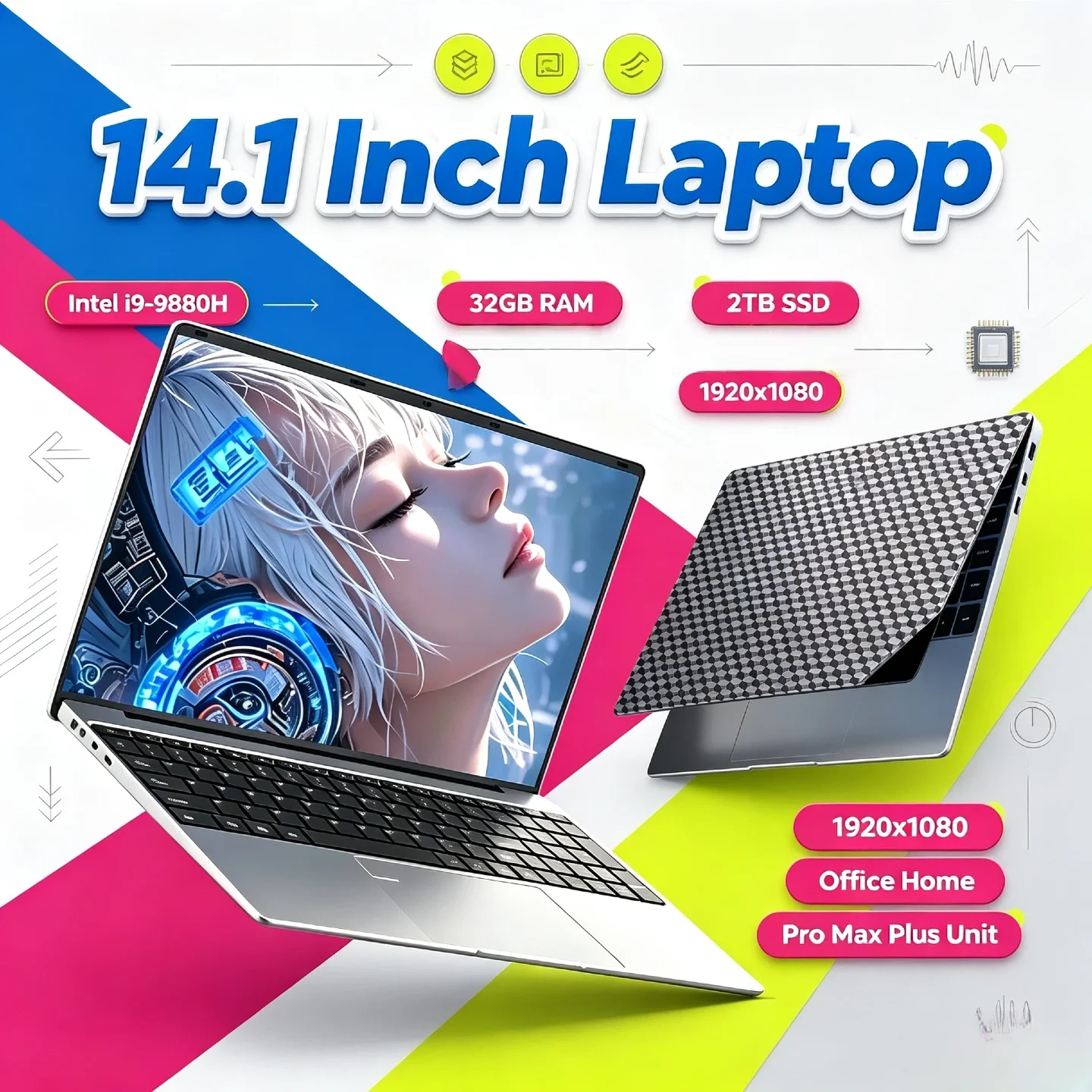 2026 Intel Core i9 9880H Business Laptop 8C16T 32GB RAM 2TB SSD 14.1 Inch Portable Pro Max Unit Speed