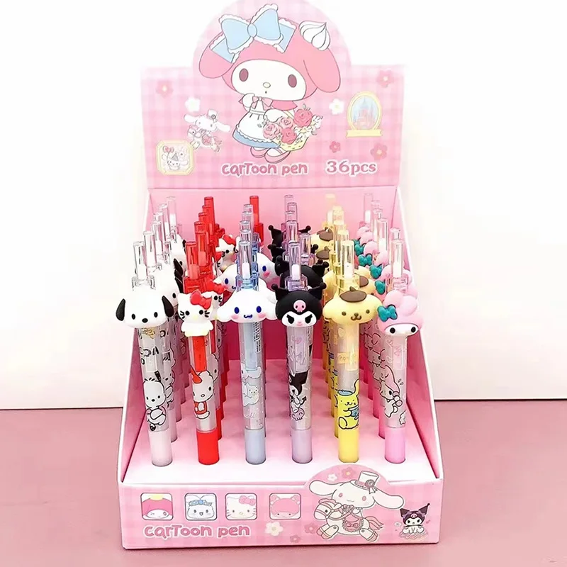 

36pcs/lot Sanrio Kuromi Melody Kitty Press Gel Pen Cute 0.5mm Black Ink Signature Pens Promotional Gift Office School Supply