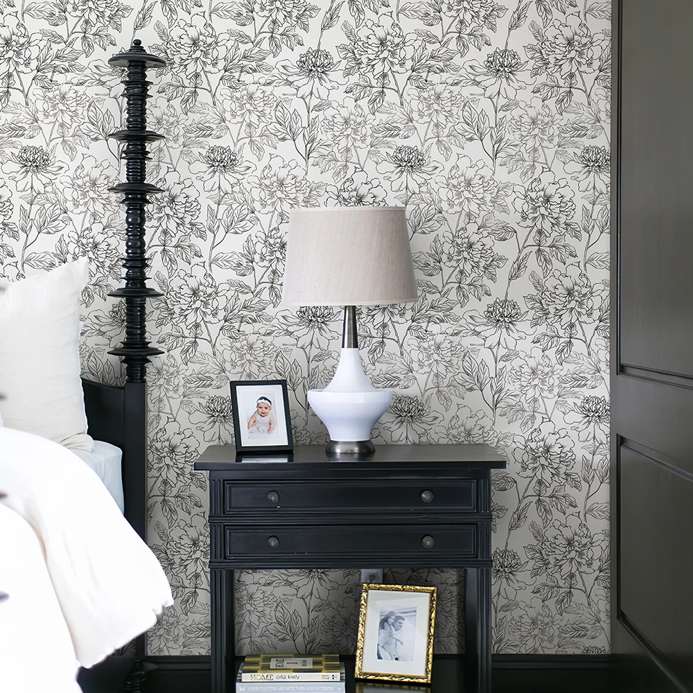 Modern Simple Floral Wallpaper Waterproof Wear Resistant Wall Sticker Self Adhesive Removable Home Decoration Wall Paper Sticker