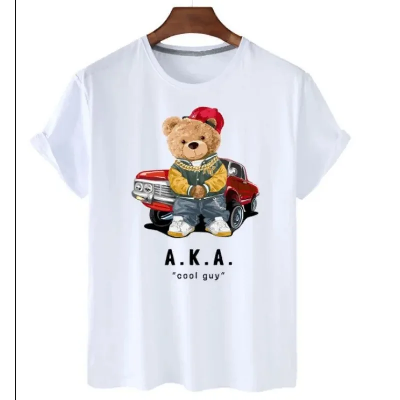 Camiseta con estampado de oso 3d para niños y niñas, Top informal de manga corta, a la moda, novedad de verano