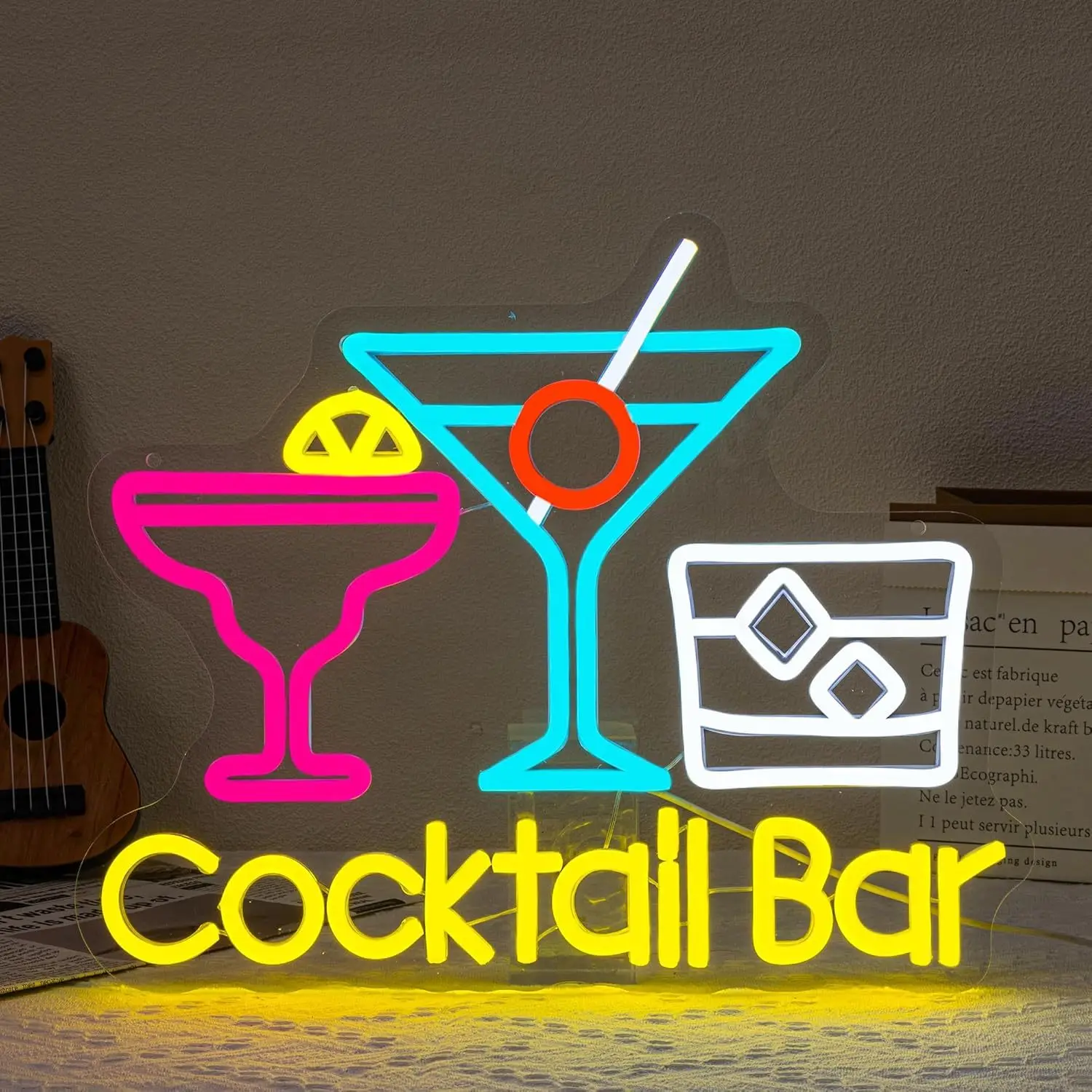 

Cocktail Neon Sign USB Powered LED Neon Light Wall Decor for Bedroom Home Bar Man Cave Shop Bar Club Pub Gift for Friend Boss
