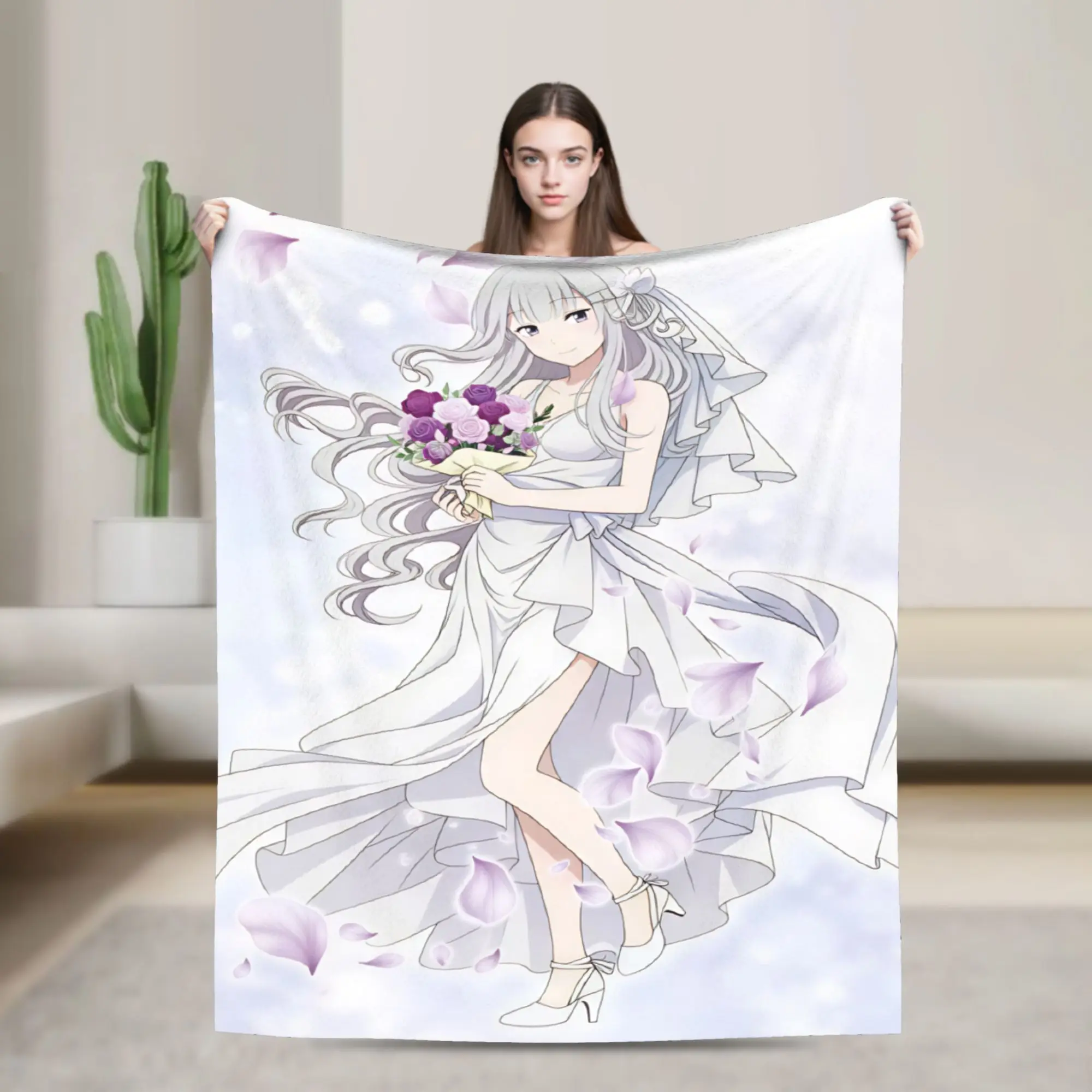 Bouquet Emilia Anime ReZero Blanket Quality Warm Soft  Throw Blanket Winter Child Couch Bed Print Bedspread