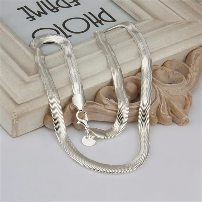 Wholesale 925 Sterling Silver Necklace Bracelets Jewelry Set 6MM Flat Soft Snake Chain Fashion  Women Mens Wedding Fine
