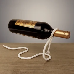 Magical Creative Craft Rope Shaped Wine Bottle Rack 3D Suspended Alcohol Bottle Holder Home Kitchen Accessories Bar Tools