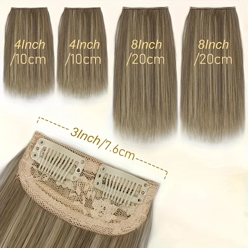 أغطية شعر صناعية باللون البني الداكن للنساء ذوات البشرة السمراء - 4 قطع من وصلات الشعر المموجة سهلة المشبك ومقاومة للحرارة والارتداء اليومي وحجم الشعر #4