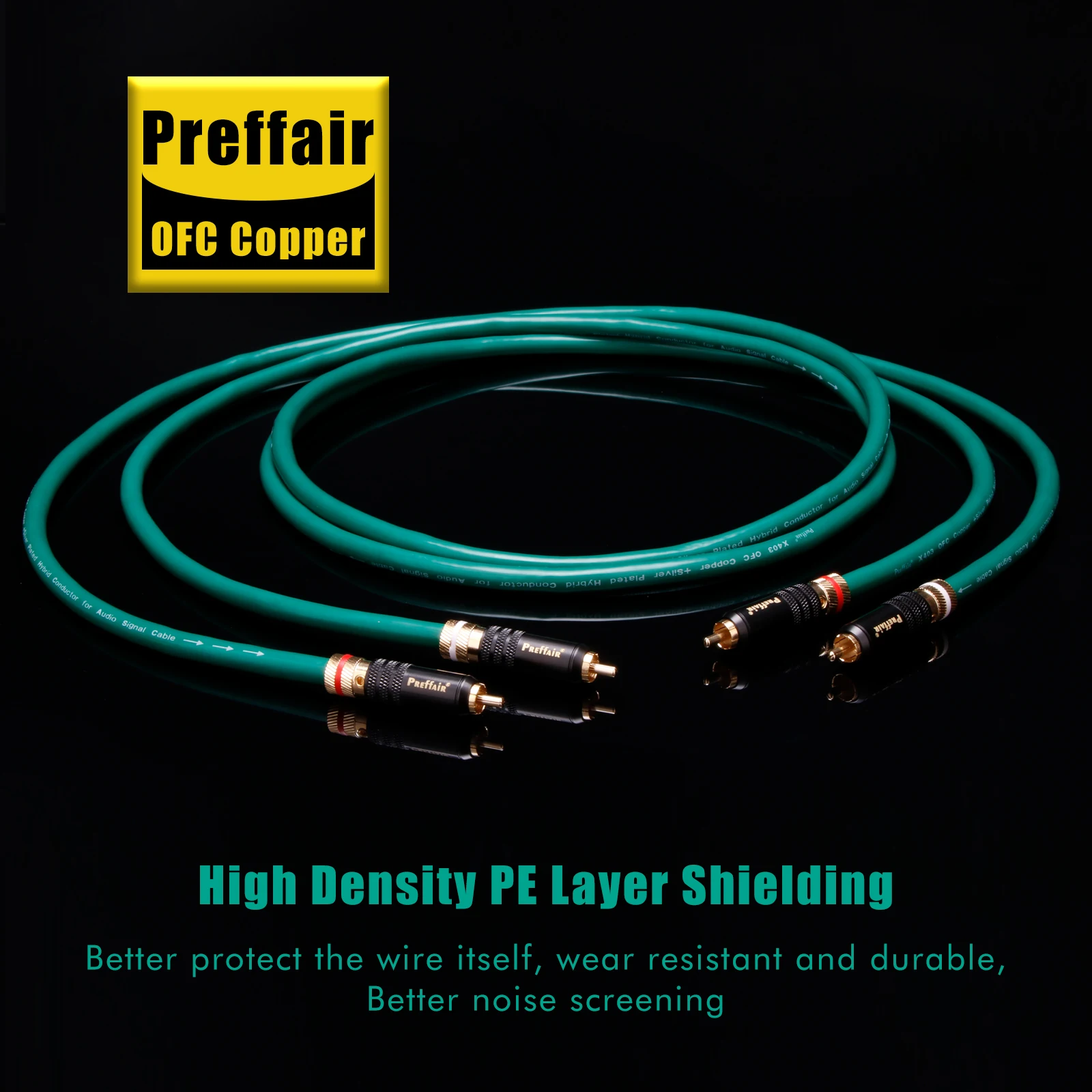 Preffair X403R1730 versilbertes 6N OFC RCA-Audiokabel auf Stecker mit vergoldeten Steckern/rechtwinkligem Verlängerungskabel – Detail 10