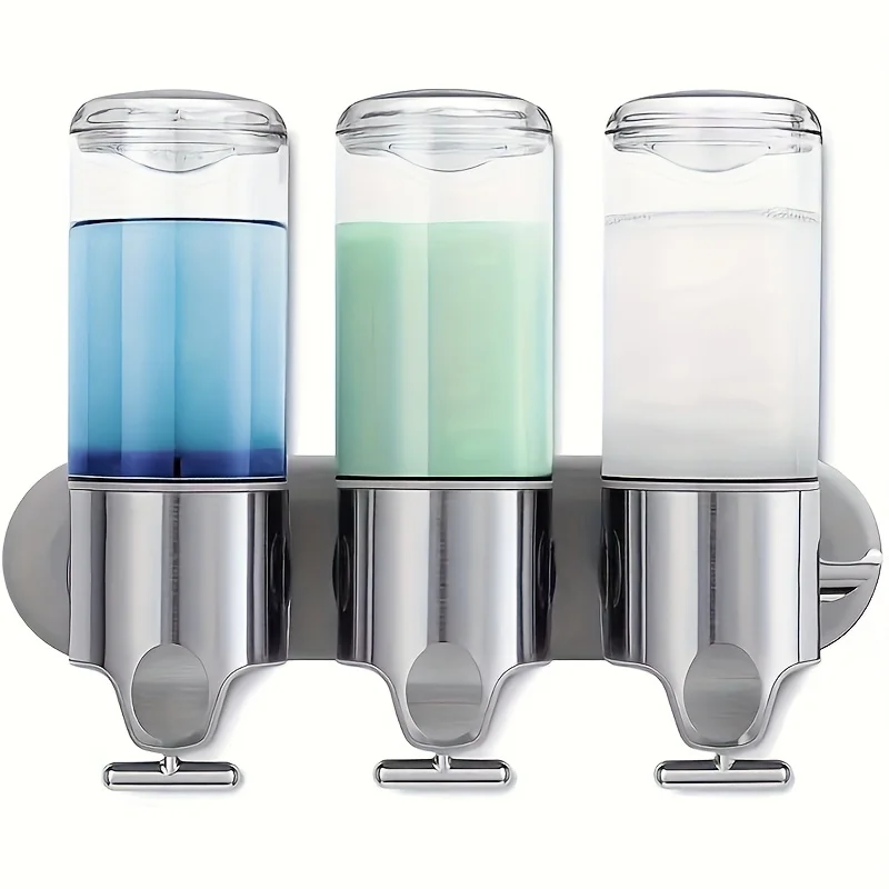 Chamber Wall-Mounted Soap Dispenser, 1500ml Capacity, Clear Plastic Containers,  Window, Bathroom & Kitchen Use