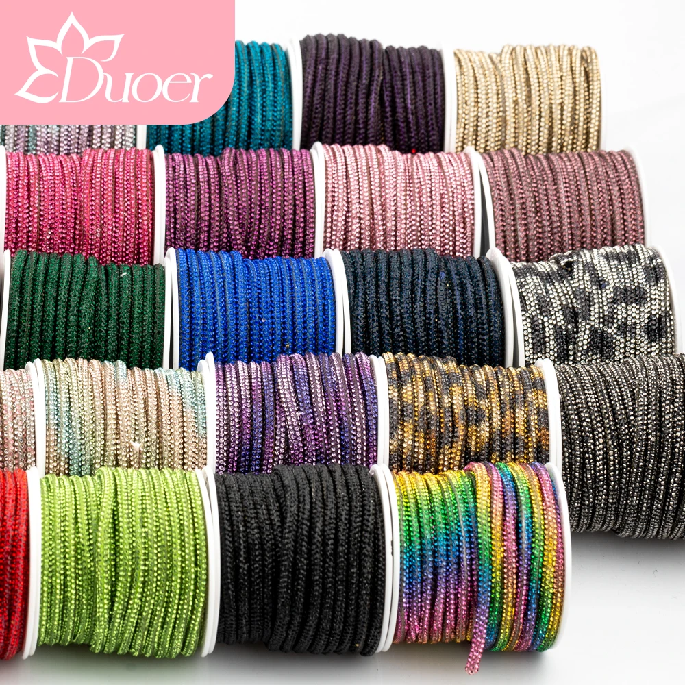 

DUOER 3mm 5/10 Yards Glass Rhinestones Rope Tube GlitterDiamond Cord Soft Shoelace Drawstring Trimming For DIY Hoodies Trouser