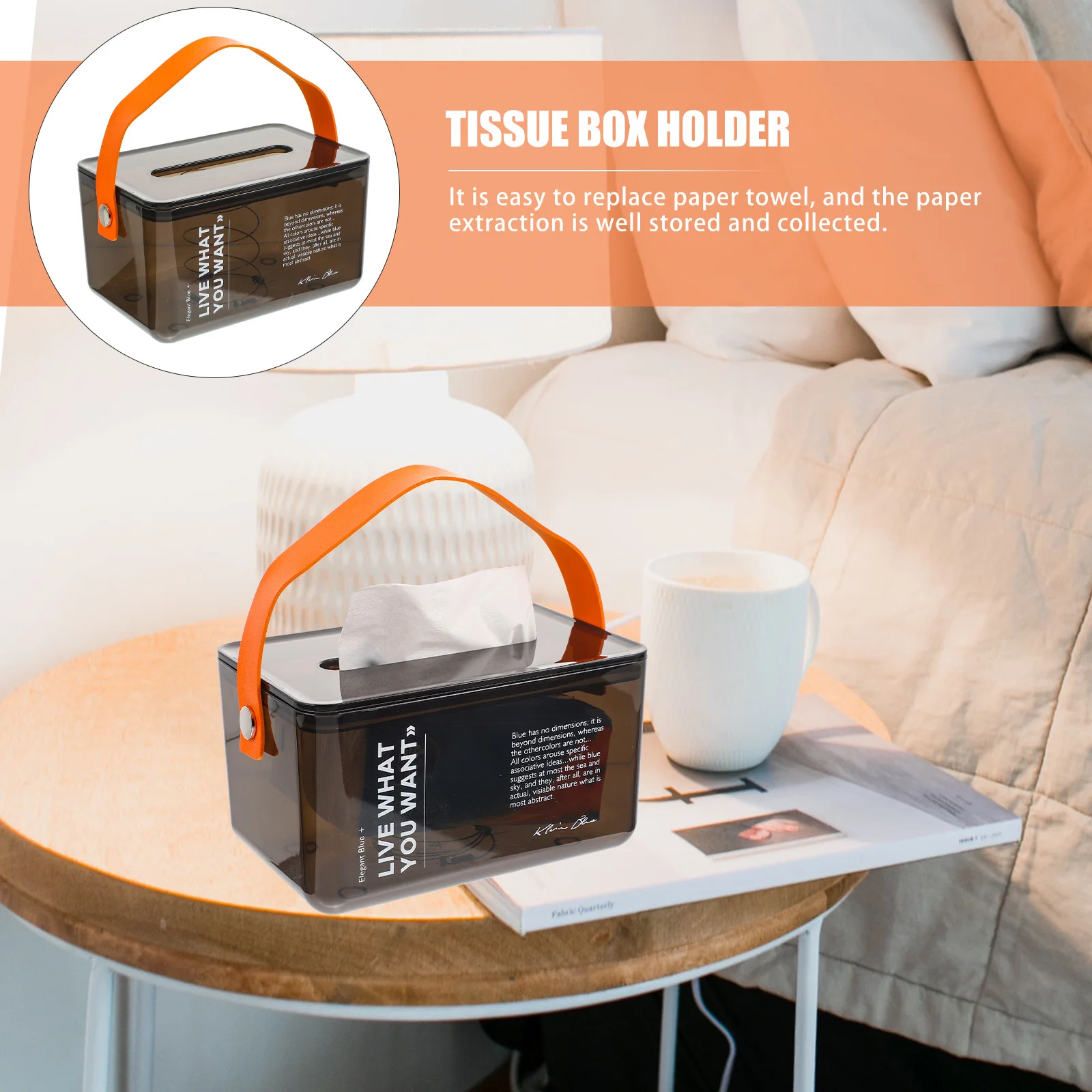 

Tissue Box Holder Smooth Good Hand Feeling Safe Use Visible Design Clean Sleek Napkin Storage Case Multifunction Tissue Storage