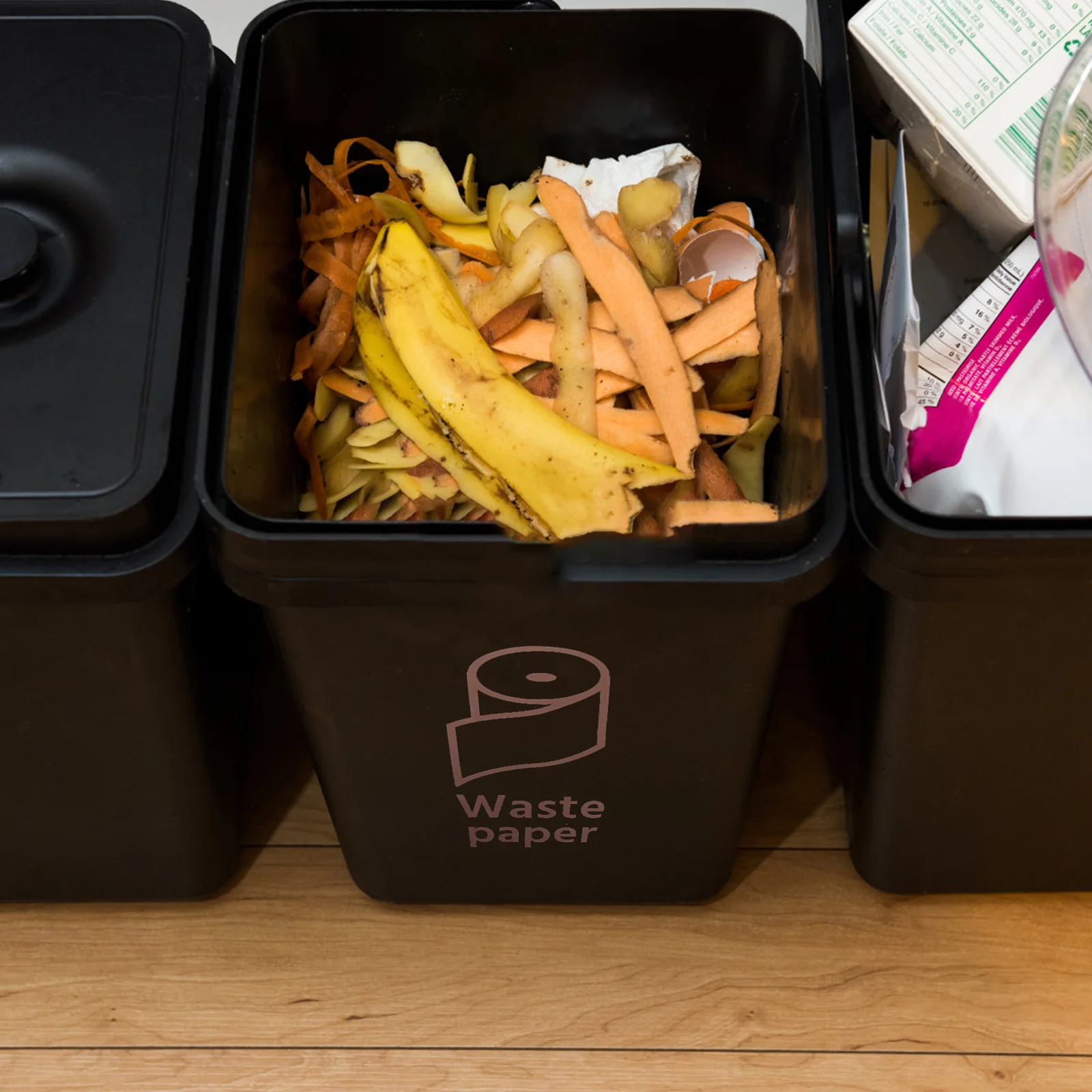 

5 Pcs Garbage Sorting Stickers Trash Can Waste Bin Paper Sign Decals Recycling Cans Household