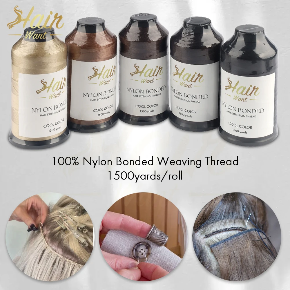 Hair Want Nylon Bonded Weaving Thread High Strength Nylon Weaving Threads for Sewing Hair Extensions Weft Hair Extension Tools view 5