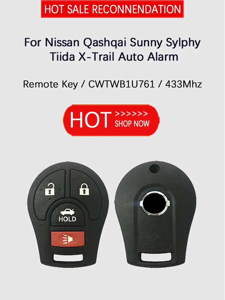 For NISSAN FCC CWTWB1U761 Qashqai Sunny Sylphy Tiida X-Trail Auto Alarm 7936 433Mhz