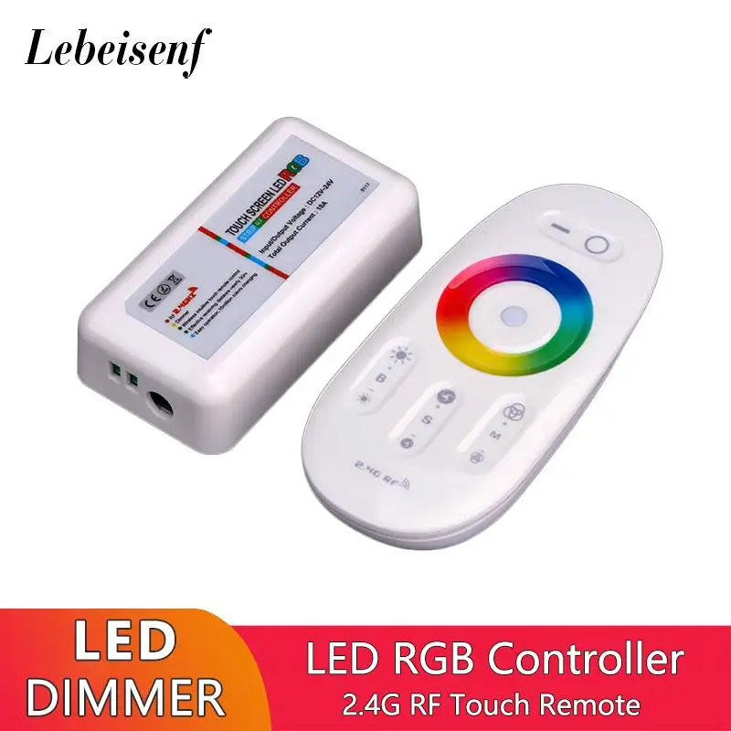 RGB LED Dimmer Controller 18A with 2.4G RF Wireless Touch Remote Control Switch for 5050 2835 Colorful Light Strip Module String