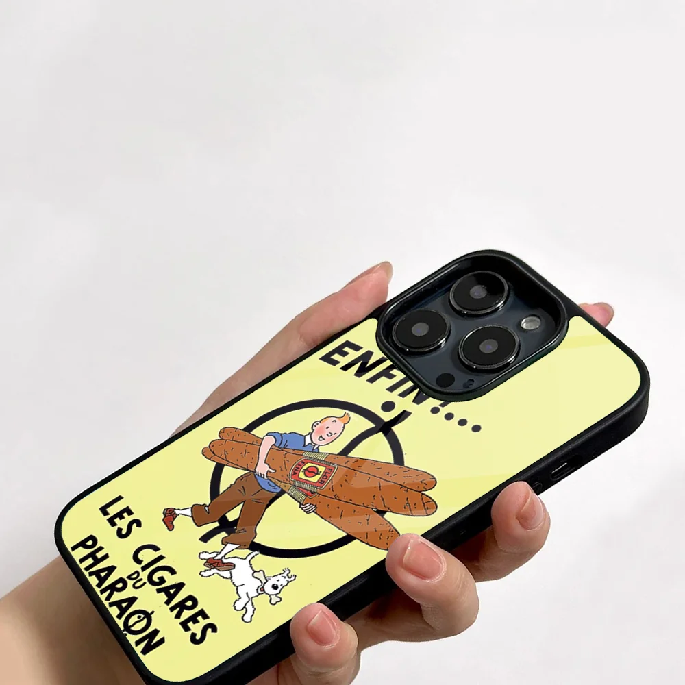 Cartoon The A-Adventures Of T-Tintin Phone Case For IPhone 11 12 13 14 15 16 Plus Pro Max Mirror Acrylic PC TPU Cover