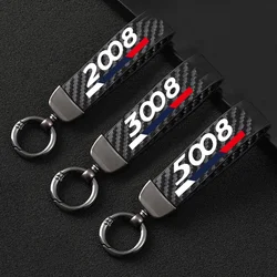 Car Metal Key Ring Carbon Fiber Patter, Keychain do carro, Keyring simples, Personalidade, Auto Acessórios, Peugeot 2008, 3008, 5008, 508