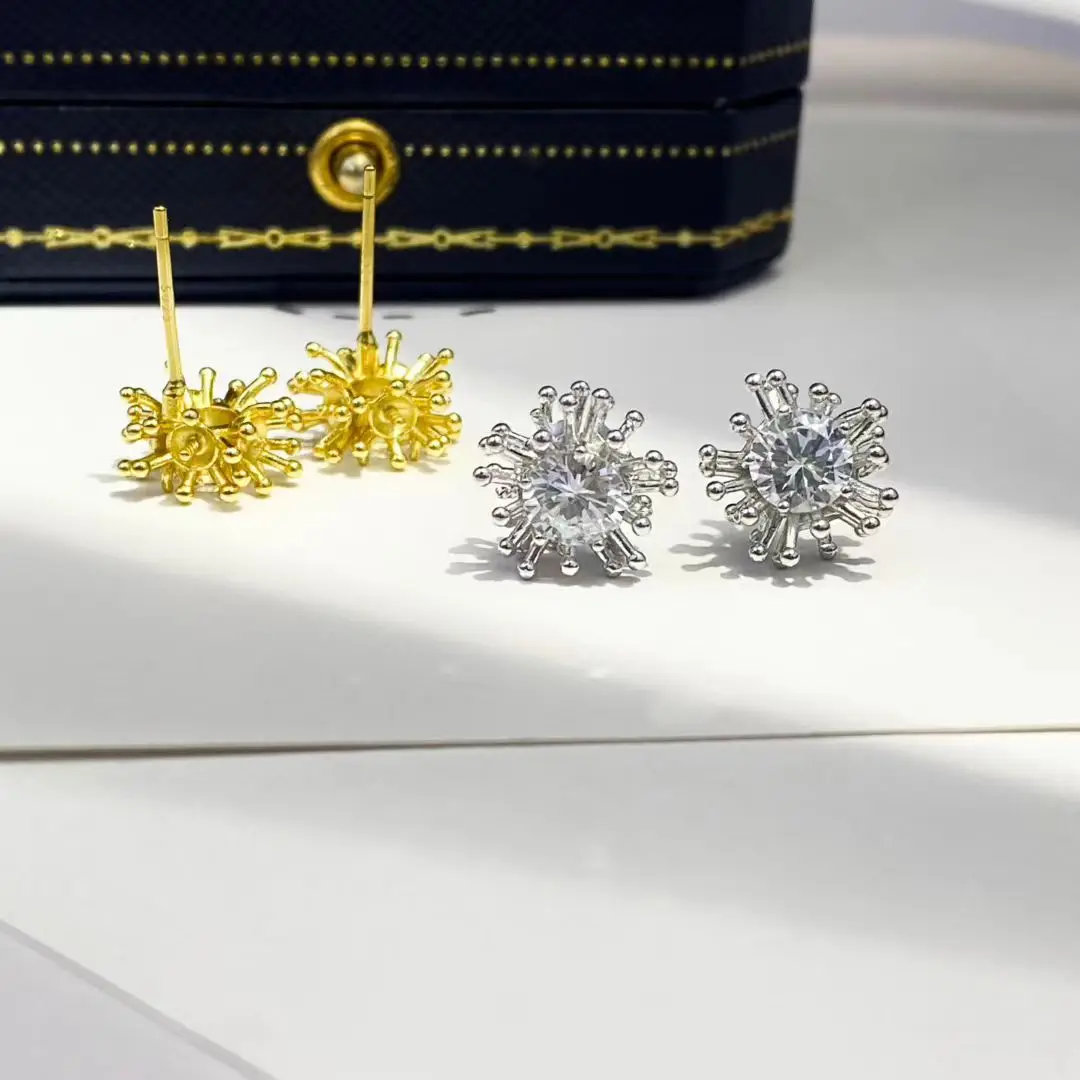 

Wholesale S925 Sterling Silver Earrings Mount Findings Settings Base Mounting Parts Accessory for 3-3.5mm Pearls 5 pairs/lot