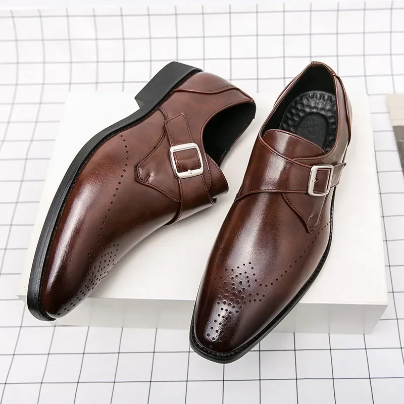 

Size48 High Quality Mens Shoes Classic Busines Office Dress Shoe Designer Belt Buckle Casual Leather Shoes for Men Wedding Shoes