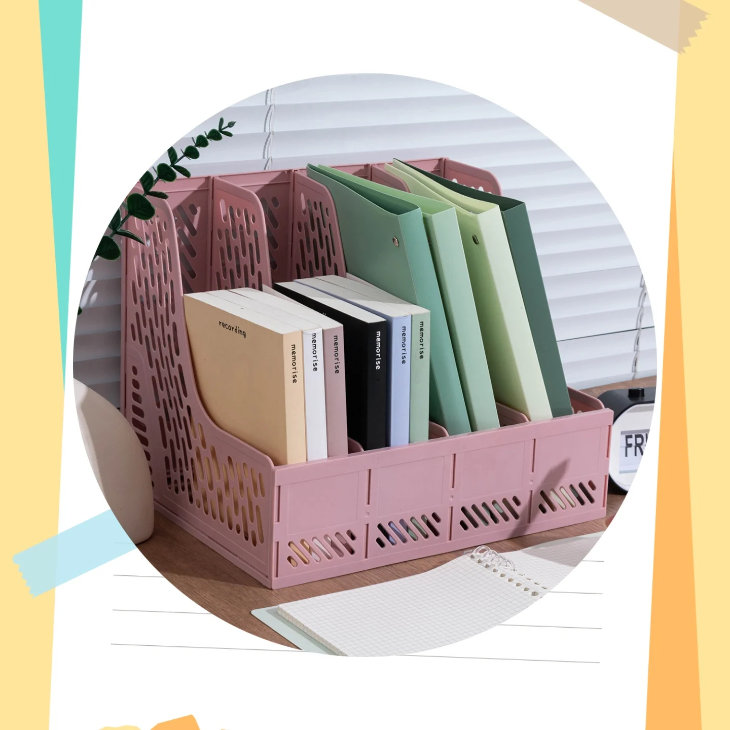 

Thickened and Durable File Rack, Bookshelf, Desktop Storage Rack, Plastic File Holder, Storage Box for Dormitory and Office