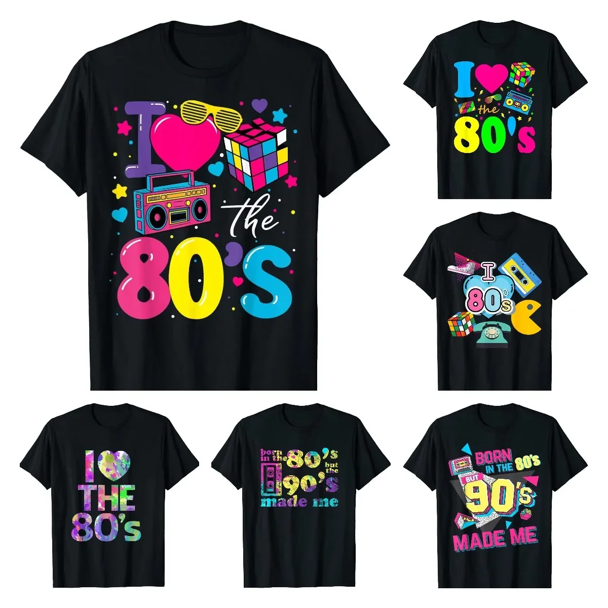 I Love The 80s T Shirts For Men Party Funny Vintage Brithday T Shirt Najlepszy prezent Tops & Tees Pure Cotton Casual