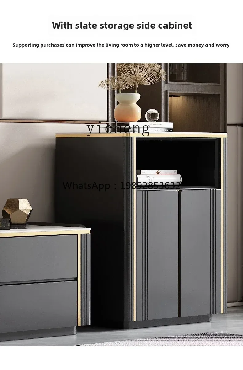 light luxury rock panel TV cabinet modern simple living room fashionable floor TV cabinet coffee table combination