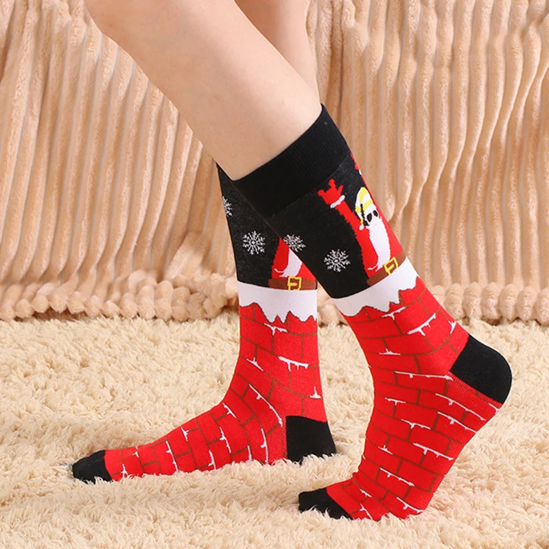 New Christmas Socks Women Funny 2023 Christmas Tree Snowflake Santa Claus Elk Snow Cotton Happy Socks Men New Year Sokken