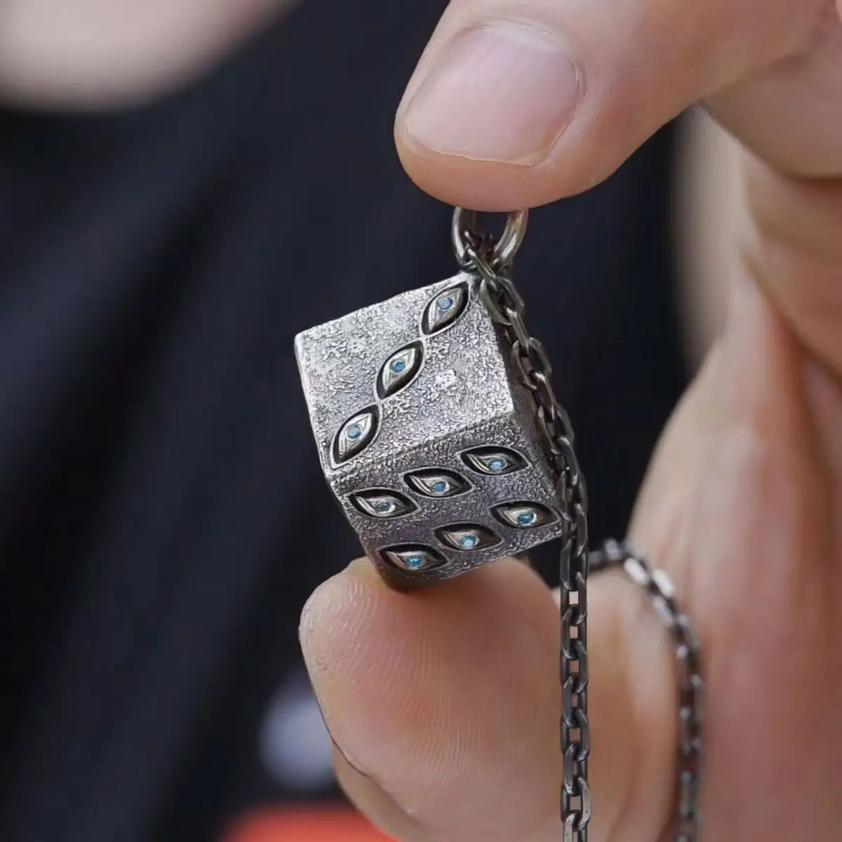 

Gothic Multi Eye Cube Pendant Necklace Vintage Stainless Steel Chain Anime Style Cosplay Jewelry For Men Women Birthday Gift