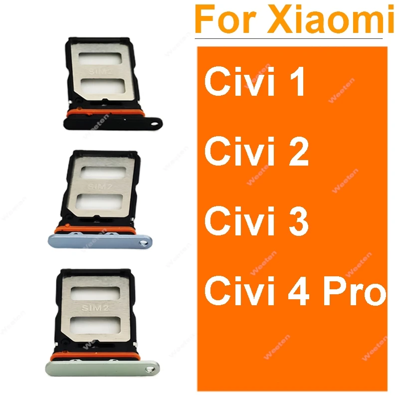 Sim Card Tray Adapter For Xiaomi Civi 1 Civi 2 Civi 3 Civi 4 Pro 2109119BC 2209129SC SIM Card Holder Card Reader Connector Parts